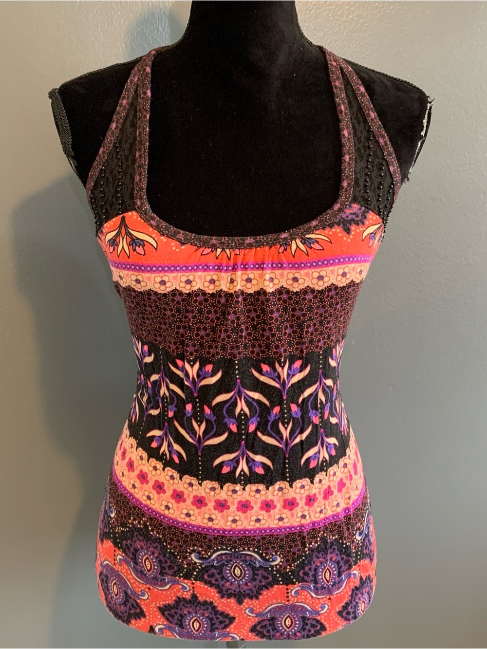 Forever 21 Purple & Orange Printed Tank Top